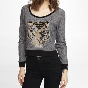 Cropped sequin tiger sweatshirt by Express!